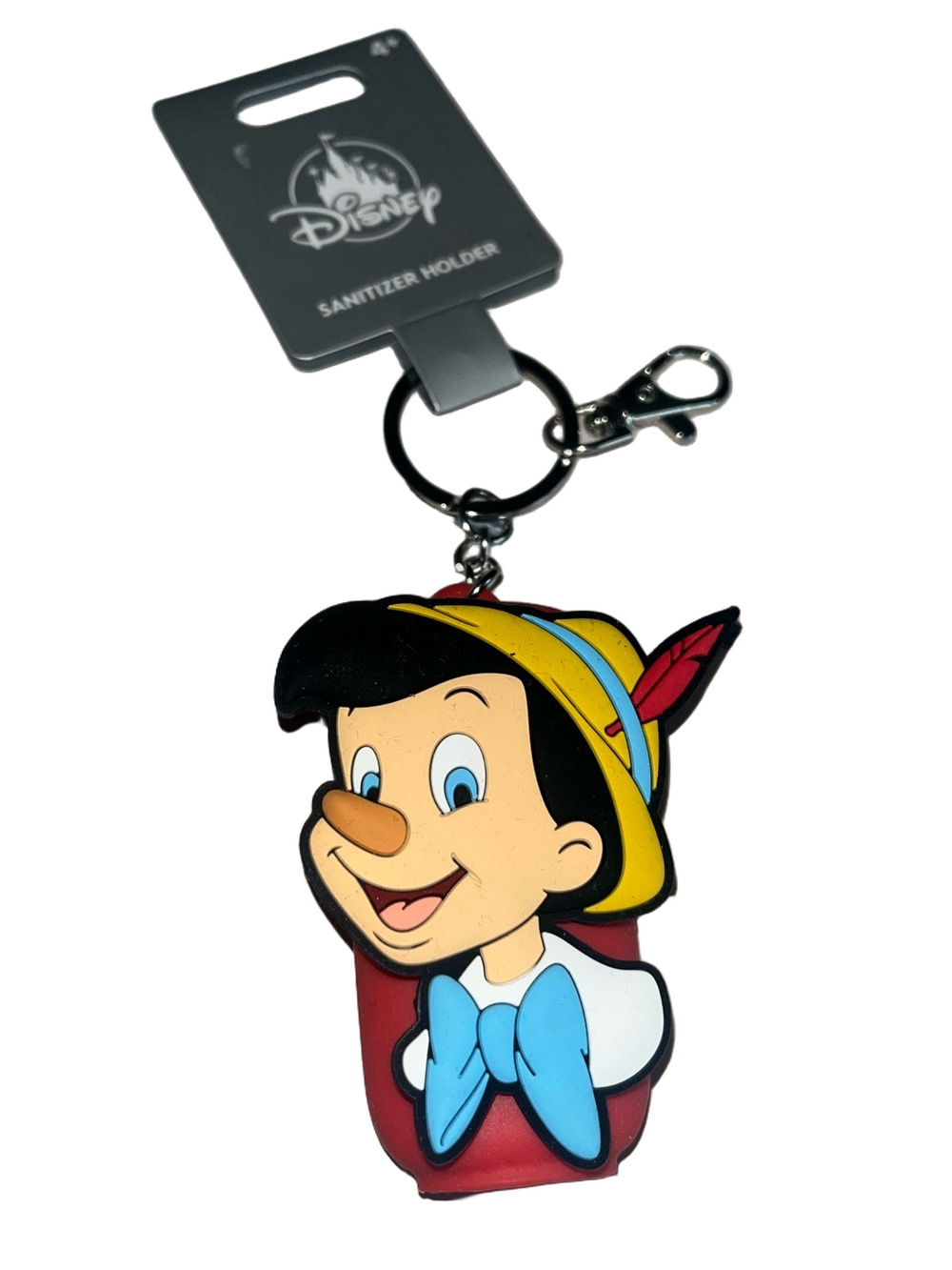Disney Parks Pinocchio Silicone Hand Sanitizer Holder & Keychain Charm